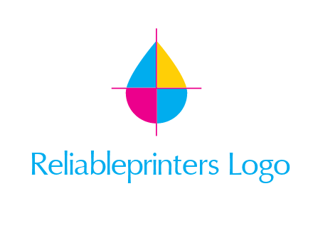 cross lines across colorful drop printing logo