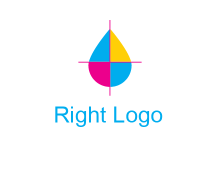 cross lines across colorful drop printing logo