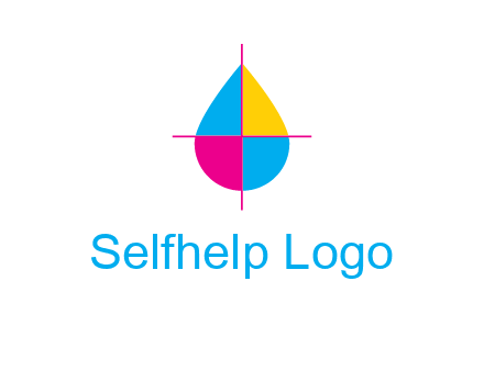 cross lines across colorful drop printing logo