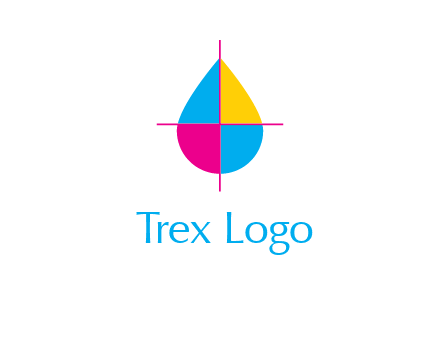 cross lines across colorful drop printing logo