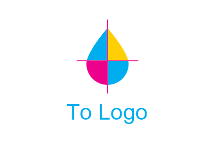cross lines across colorful drop printing logo