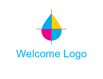 cross lines across colorful drop printing logo