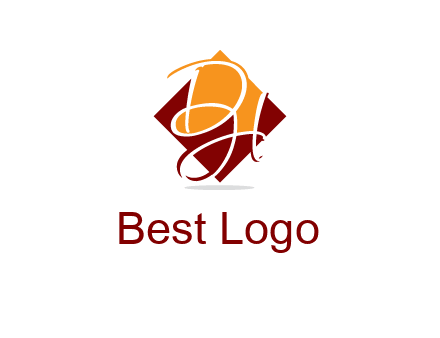 Letters DH are in rhombus shape logo