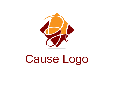 Letters DH are in rhombus shape logo