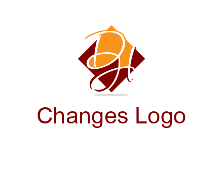 Letters DH are in rhombus shape logo