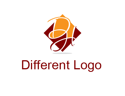 Letters DH are in rhombus shape logo