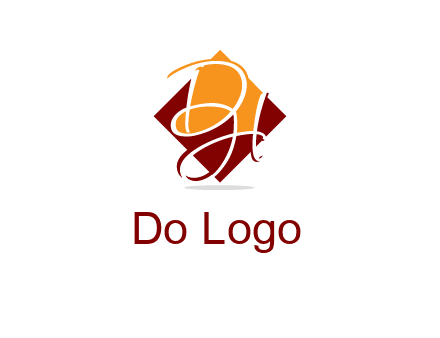 Letters DH are in rhombus shape logo
