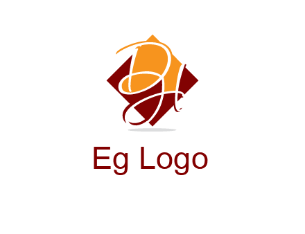 Letters DH are in rhombus shape logo