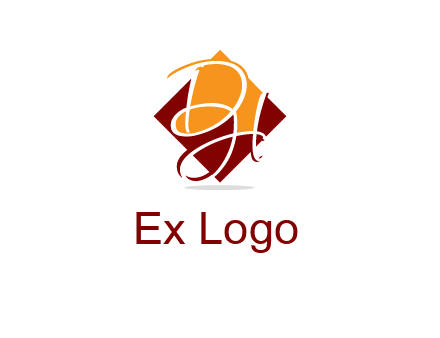 Letters DH are in rhombus shape logo
