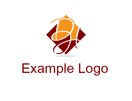 Letters DH are in rhombus shape logo