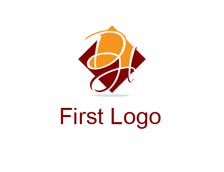 Letters DH are in rhombus shape logo