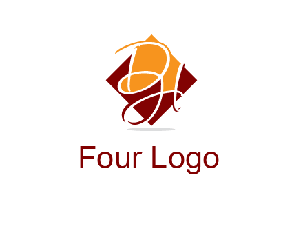Letters DH are in rhombus shape logo
