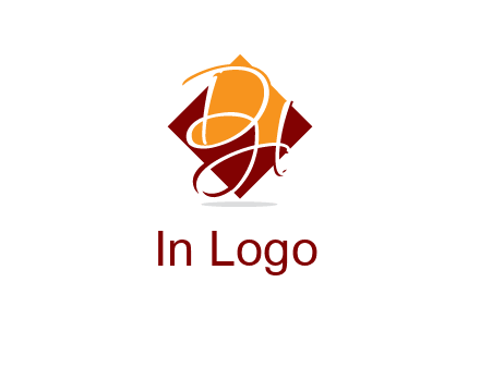 Letters DH are in rhombus shape logo