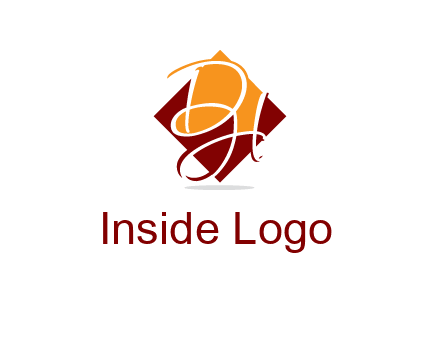 Letters DH are in rhombus shape logo