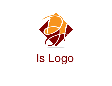 Letters DH are in rhombus shape logo