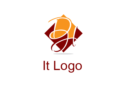 Letters DH are in rhombus shape logo