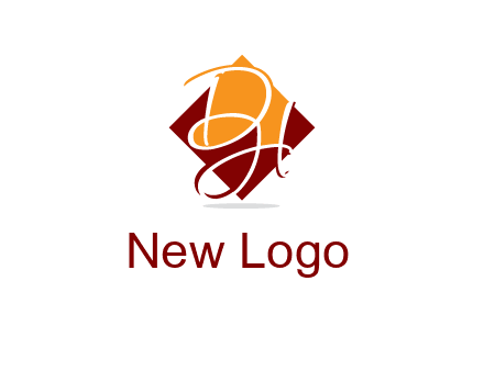 Letters DH are in rhombus shape logo