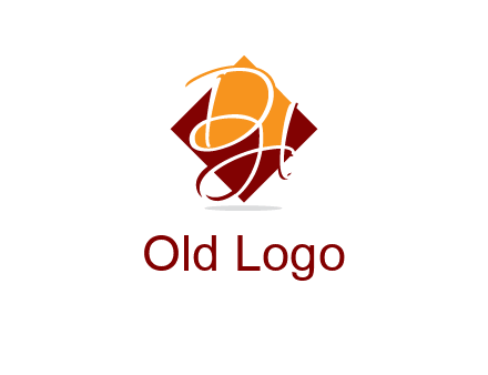 Letters DH are in rhombus shape logo