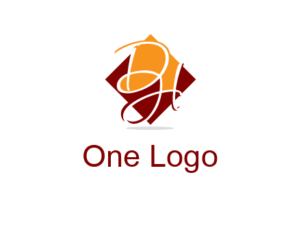Letters DH are in rhombus shape logo