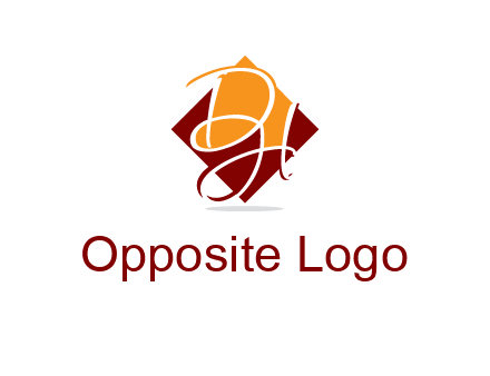 Letters DH are in rhombus shape logo