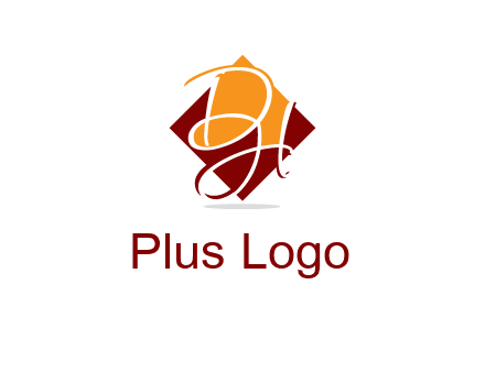 Letters DH are in rhombus shape logo
