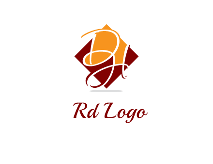 Letters DH are in rhombus shape logo