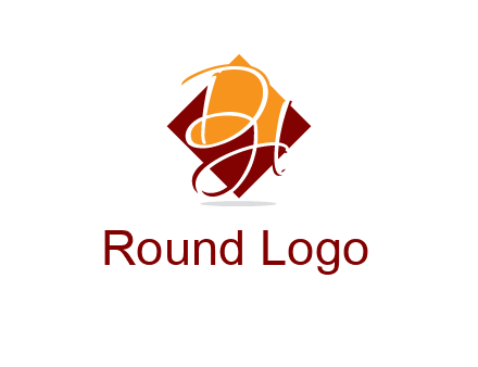 Letters DH are in rhombus shape logo