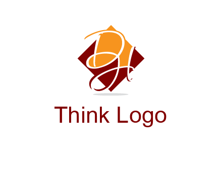 Letters DH are in rhombus shape logo