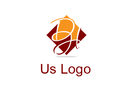 Letters DH are in rhombus shape logo