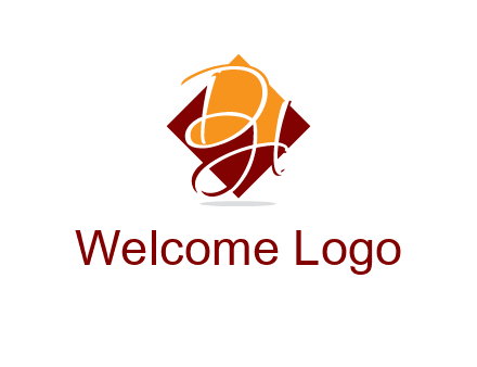 Letters DH are in rhombus shape logo