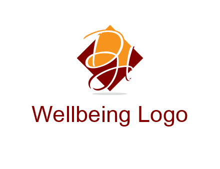 Letters DH are in rhombus shape logo