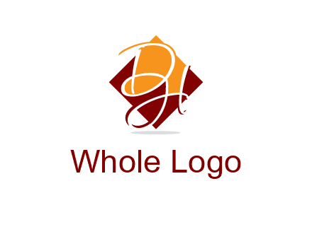Letters DH are in rhombus shape logo