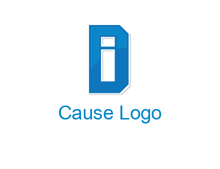 blocky letter I in letter D