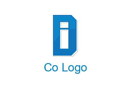 blocky letter I in letter D