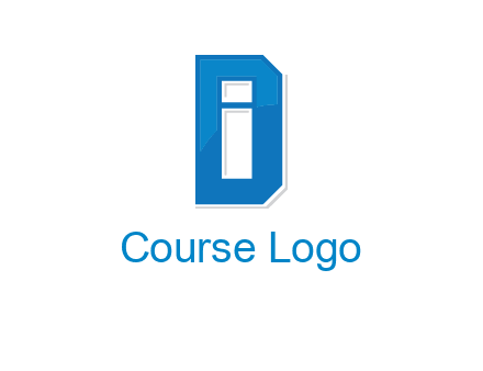 blocky letter I in letter D