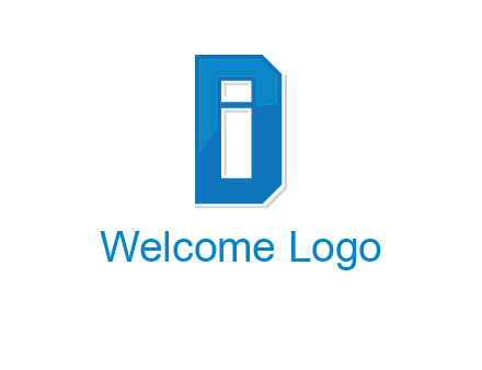 blocky letter I in letter D