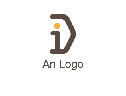 line art abstract letter I with letter D