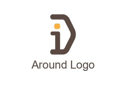 line art abstract letter I with letter D