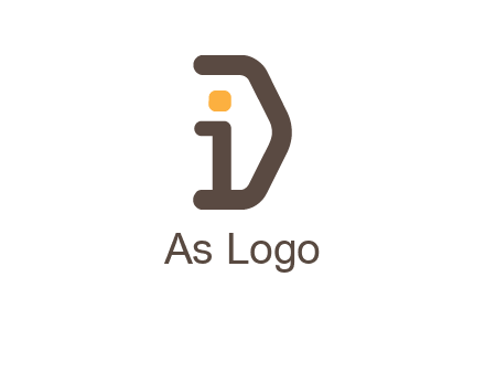 line art abstract letter I with letter D