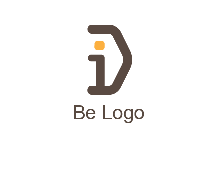 line art abstract letter I with letter D