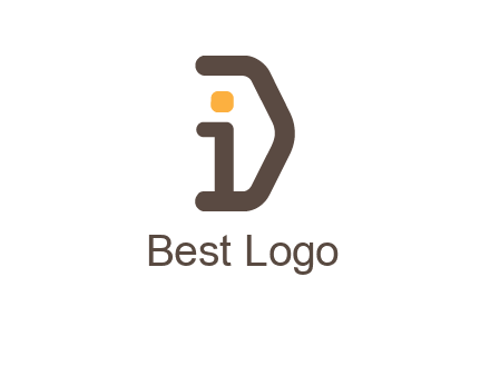 line art abstract letter I with letter D