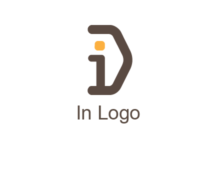 line art abstract letter I with letter D