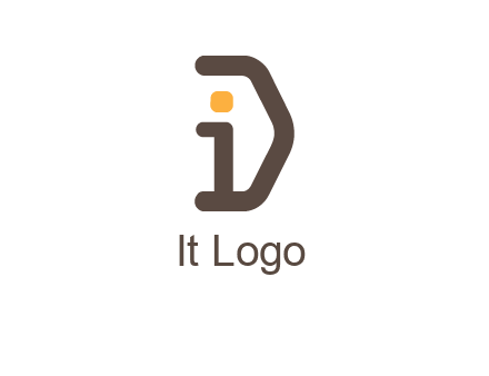line art abstract letter I with letter D