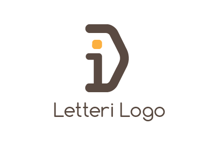line art abstract letter I with letter D