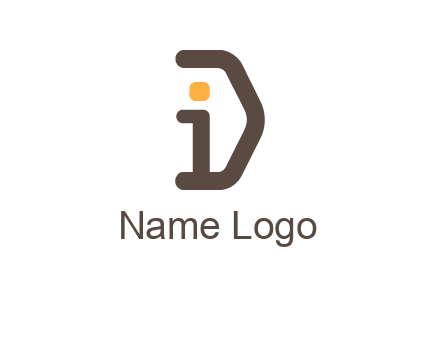 line art abstract letter I with letter D