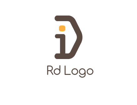 line art abstract letter I with letter D