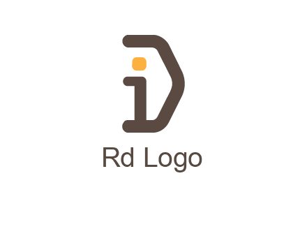 line art abstract letter I with letter D