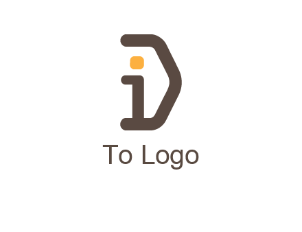 line art abstract letter I with letter D