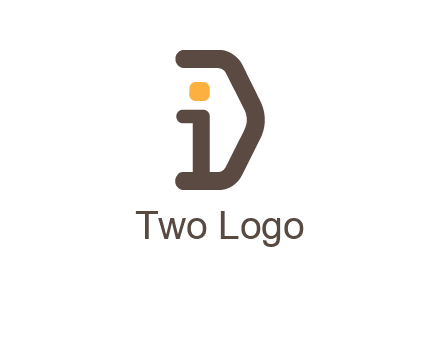 line art abstract letter I with letter D