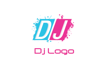 letters dj are in splash Rectangle logo